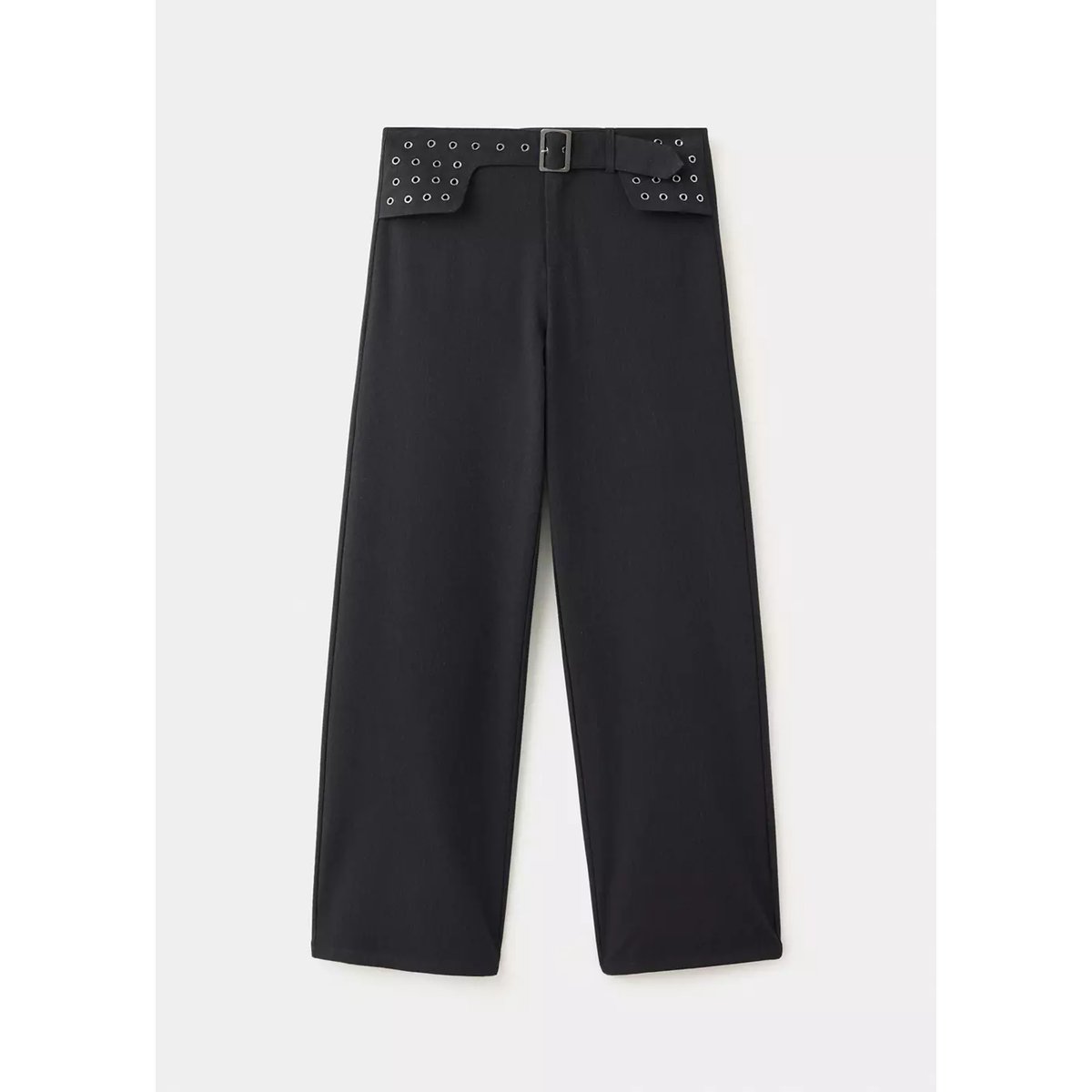 Pantalon œillets avec ceinture gris, MANGO TEEN