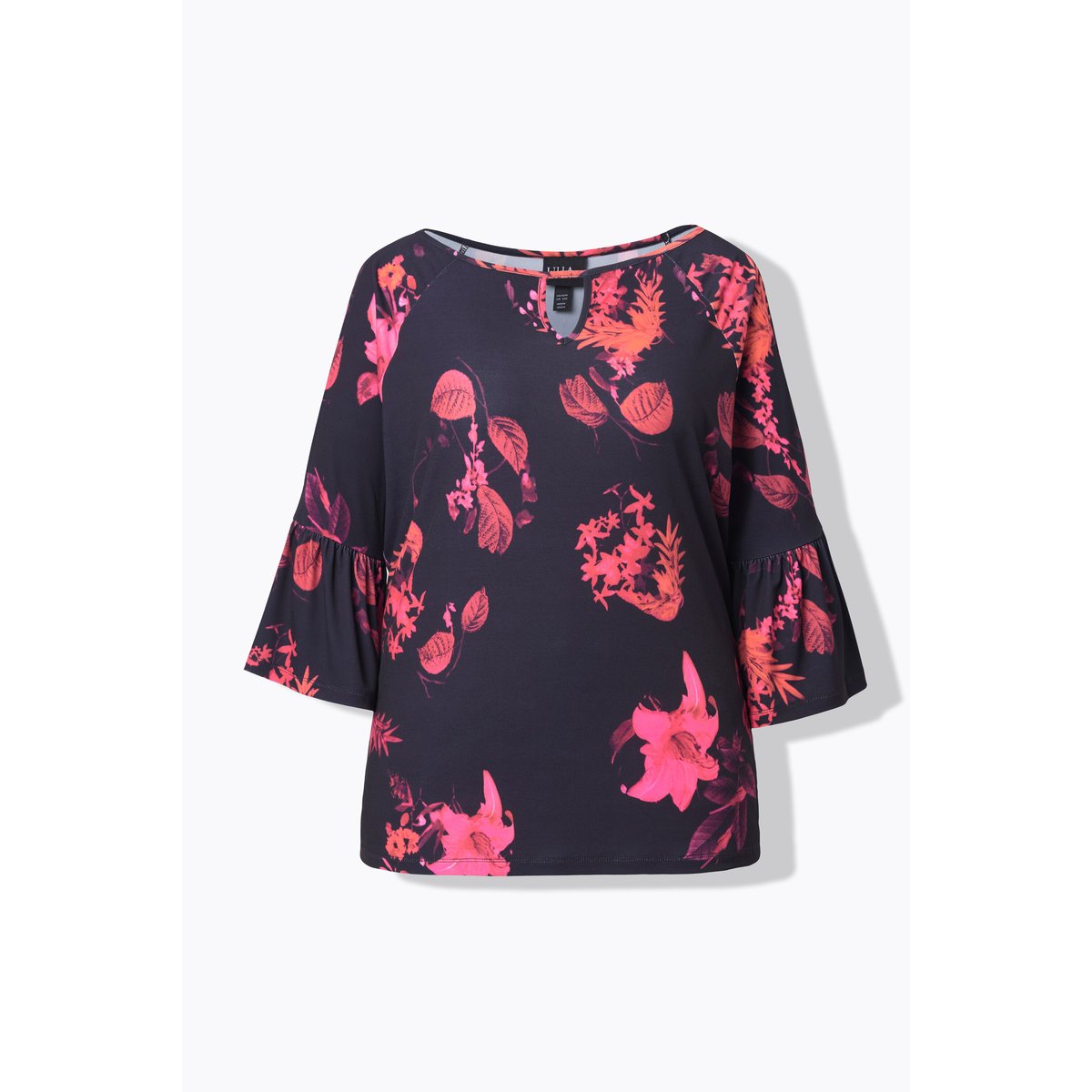 T-shirt imprimé à fleurs noir, ULLA POPKEN