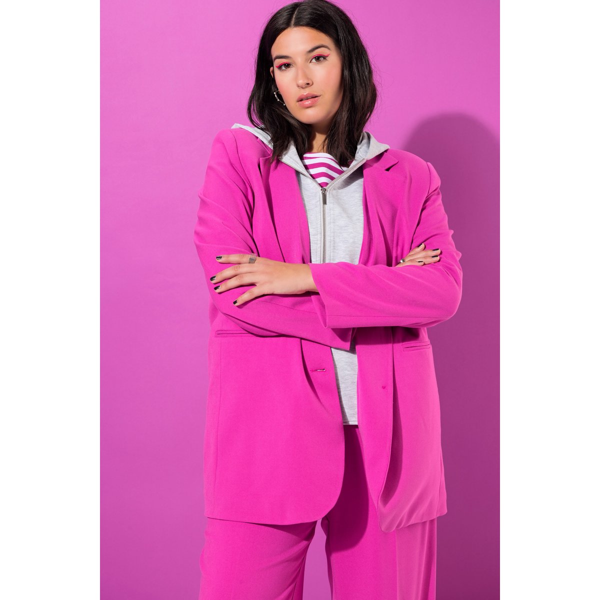 Blazer oversize à capuche, doublure intégrale orchidée, STUDIO UNTOLD