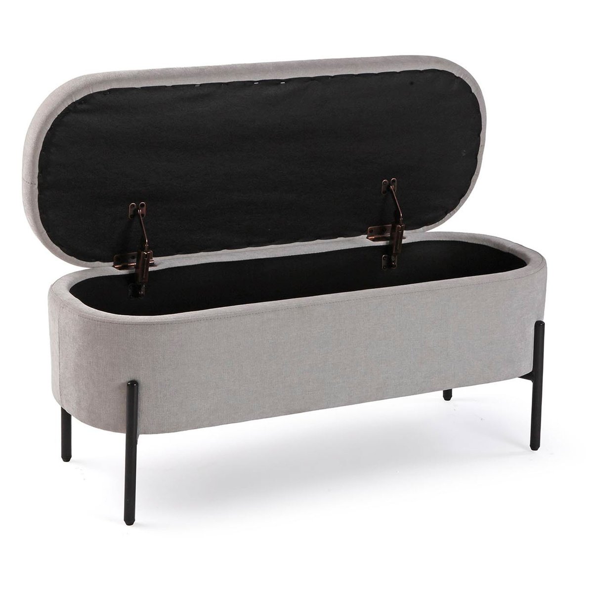 Banc coffre tapissé gris clair 95x36x43cm gris, WADIGA