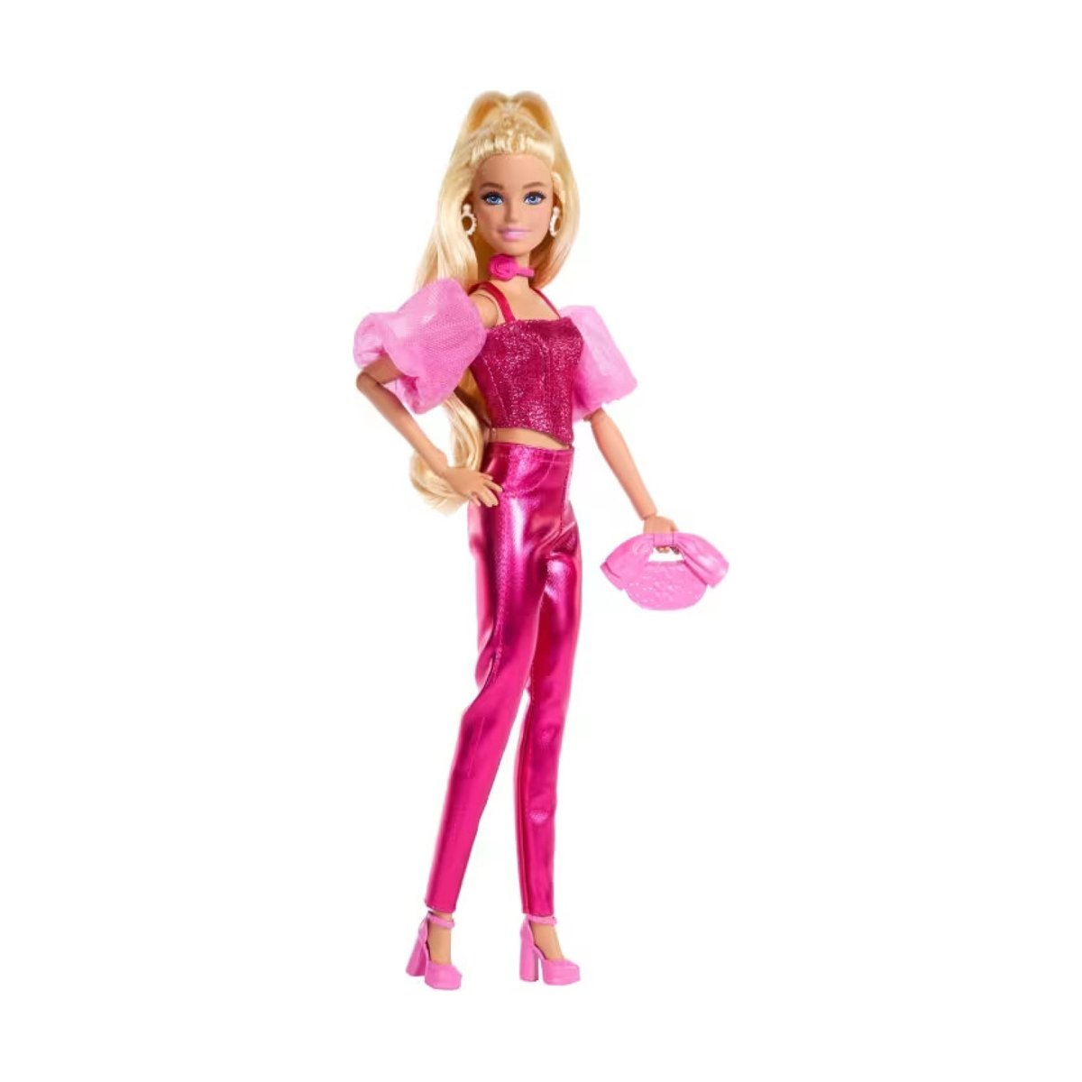 Barbie Poupée Deluxe Style Cheveux Blonds rose, MATTEL