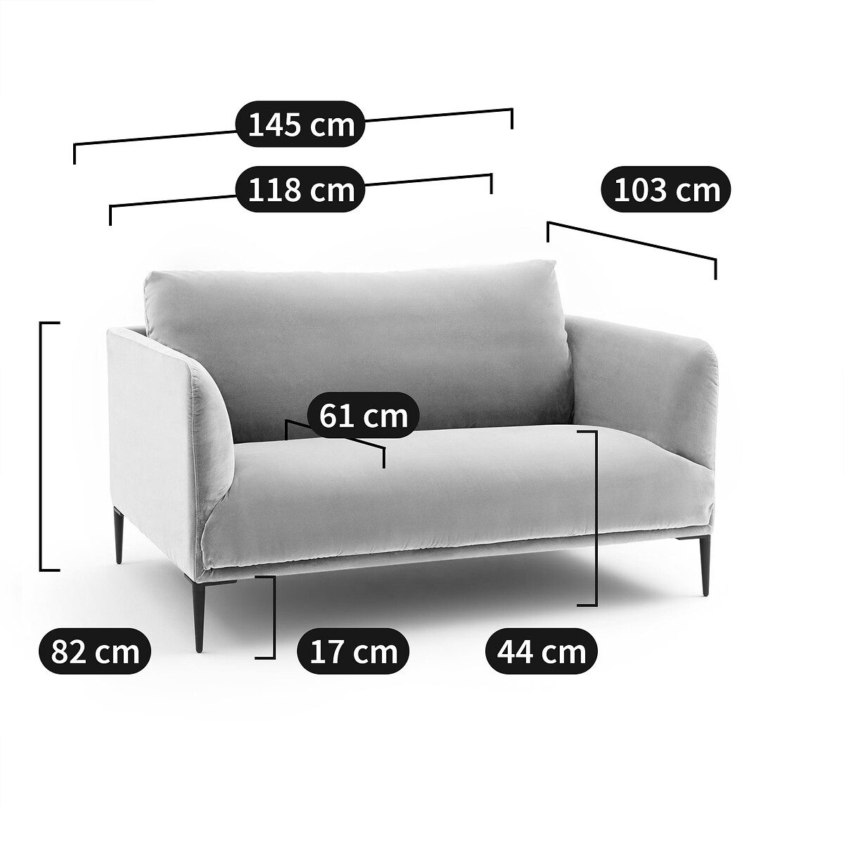 2-Sitzer-Sofa, Samt, Oscar, Design Emmanuel Gallina khaki, AM.PM X EMMANUEL GALLINA