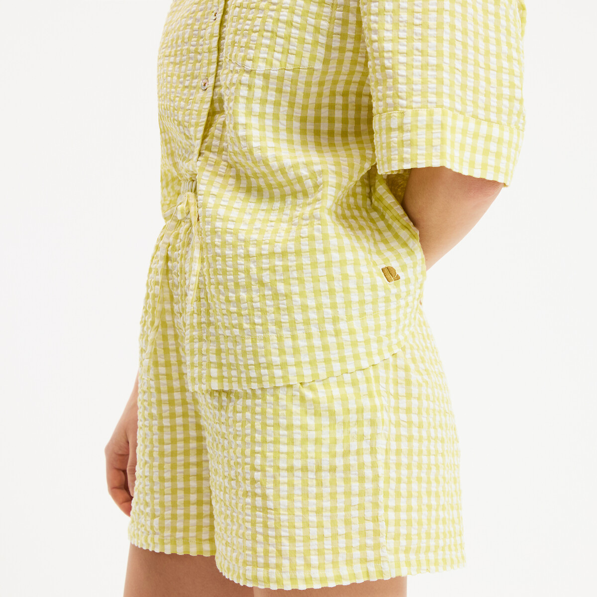 Pyjashort en toile seersucker vichy, Signature AIMÉE vert anis, LA REDOUTE COLLECTIONS
