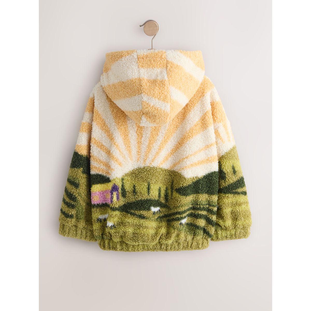 Veste à capuche zippée en peau lainée paysage, NEXT
