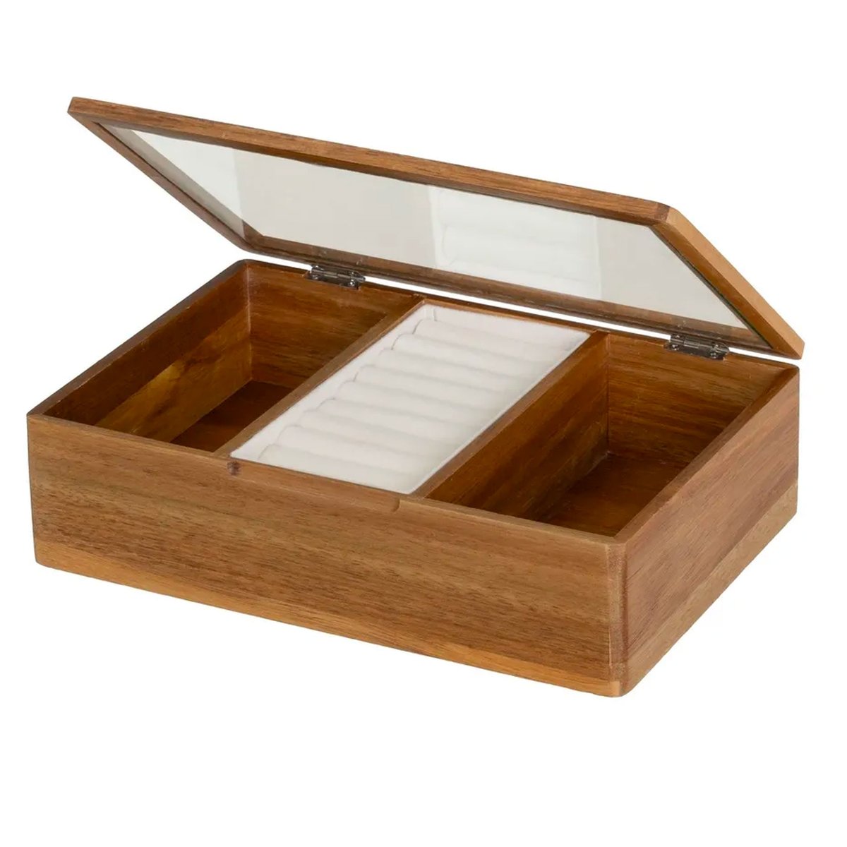 Boîte à bijoux en bois d'acacia et verre 24x16x6.5cm bois, WADIGA
