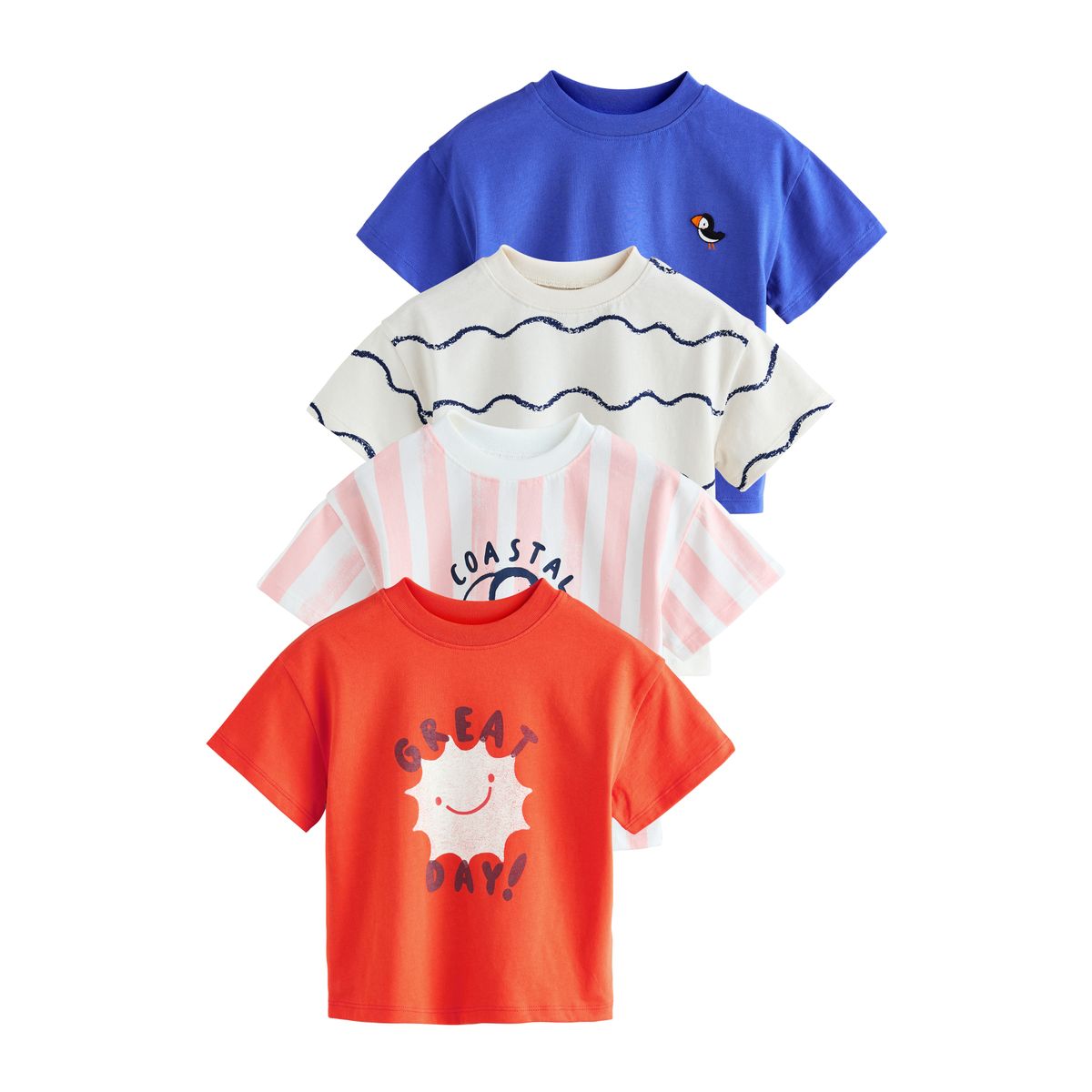 T-shirt, lot de 4 bleu/rose, NEXT