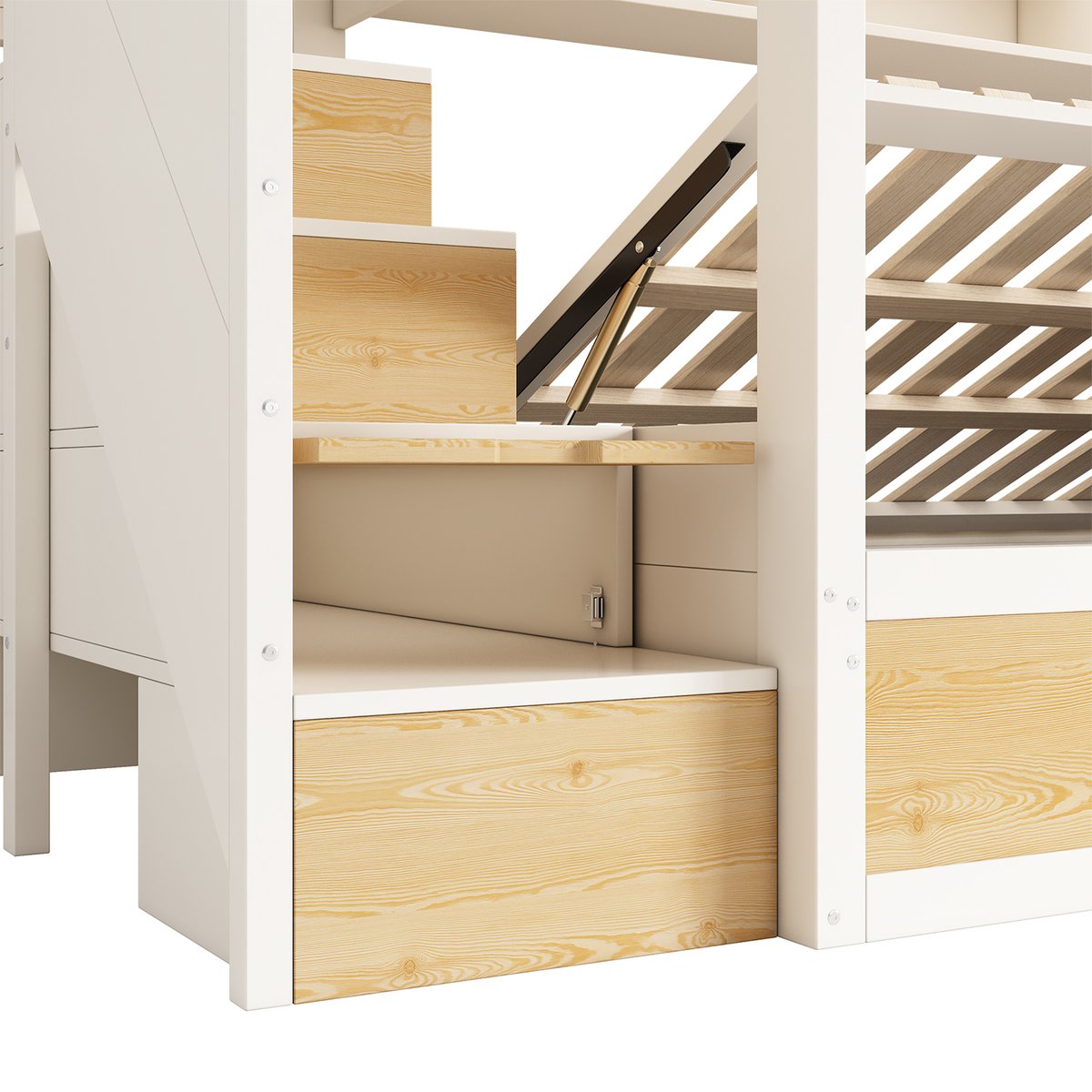 Lit superposé avec rangement, LOFTCOVEA chêne, MEUBLES COSY