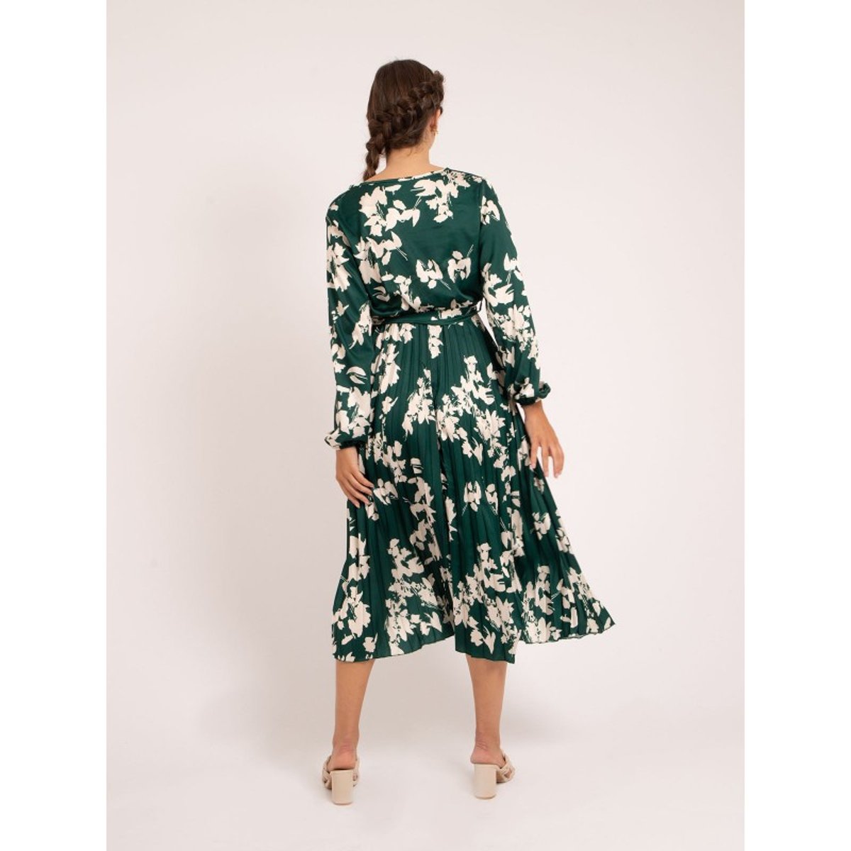 Robe Longue Motifs Ichelle vert fonce, DONA LISA