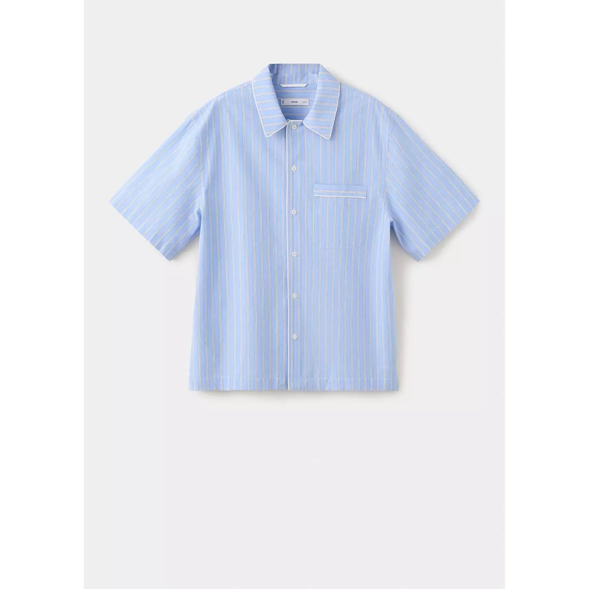 Chemise 100 % coton rayures bleu ciel, MANGO MAN