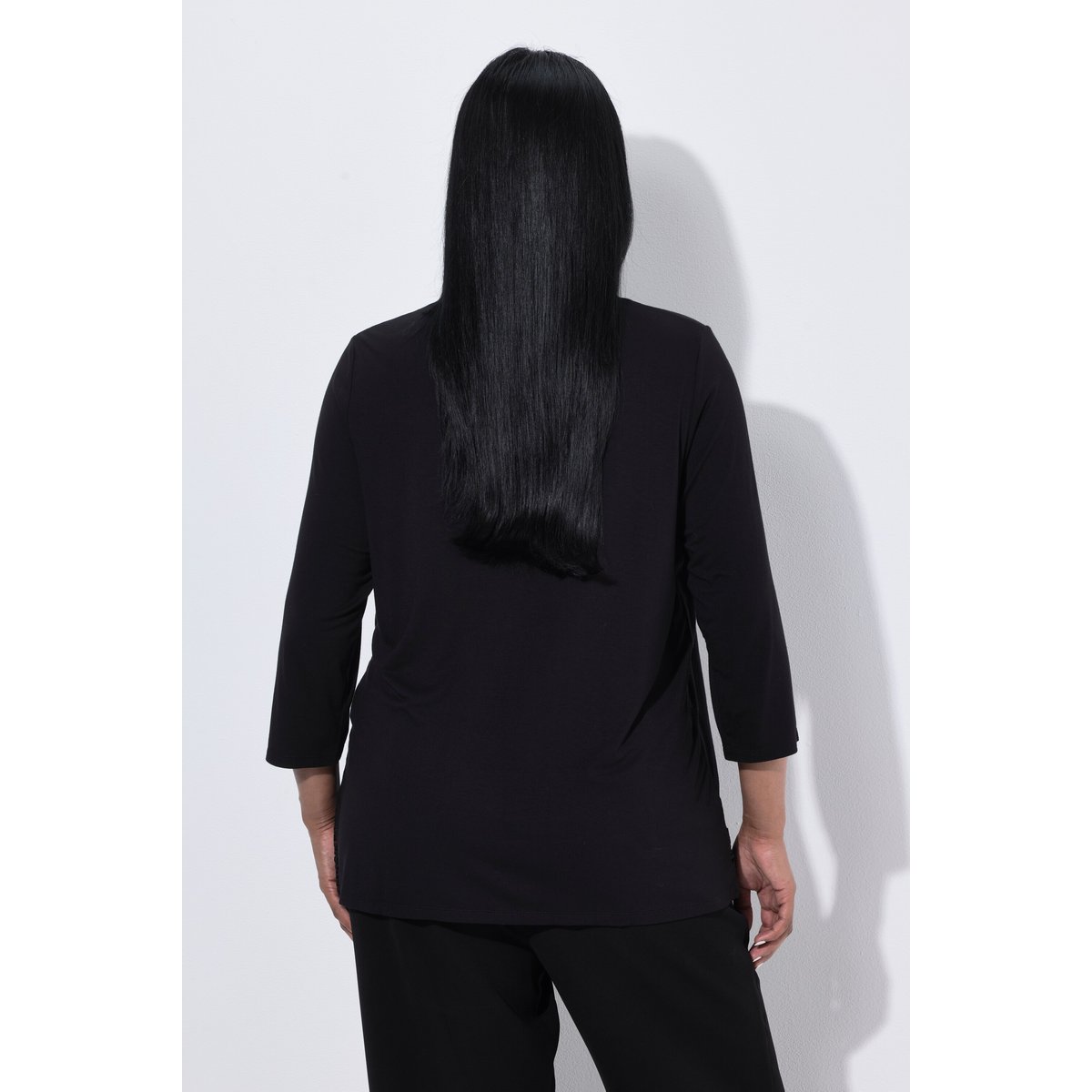 T-shirt 2-en-1, bordures en crochet noir, ULLA POPKEN