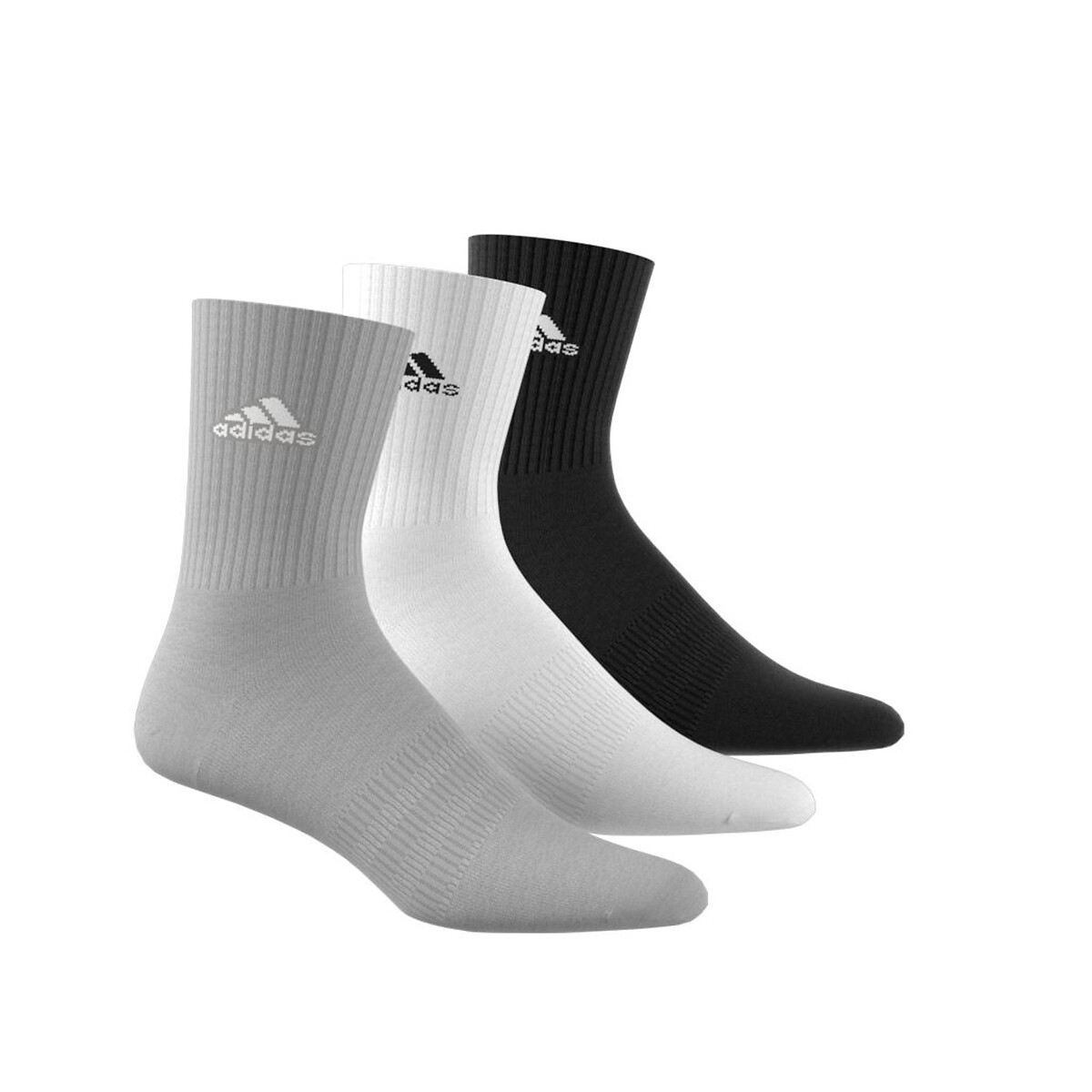 Lot de 3 paires de chaussettes hautes noir + blanc + gris, adidas Performance