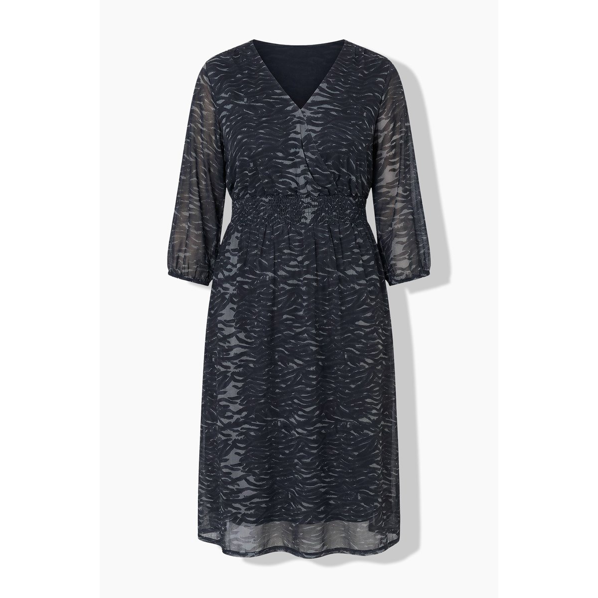 Robe midi en tulle, motif zébré noir, ULLA POPKEN