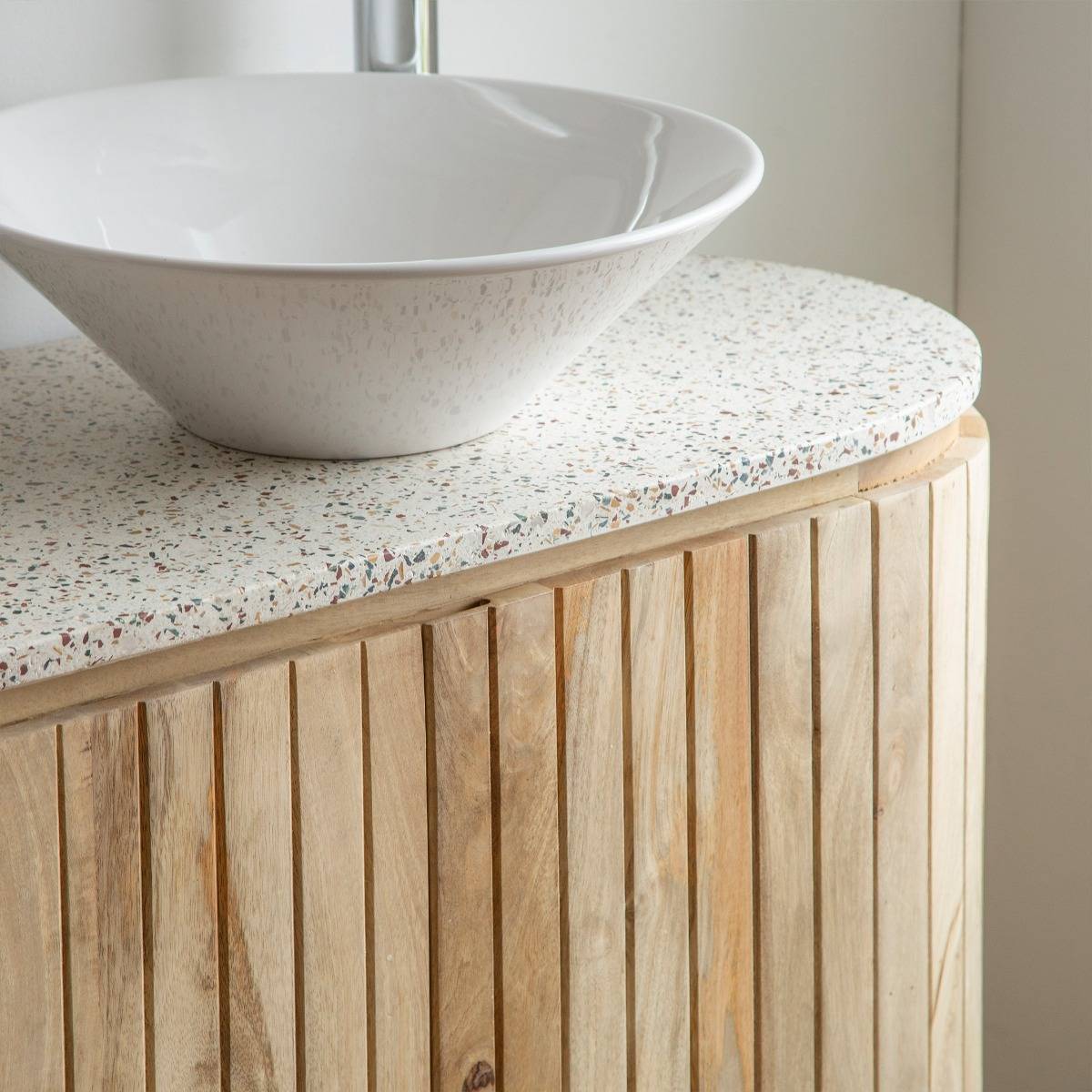 Meuble sous vasque en bois de manguier LOU bois clair, MADE IN MEUBLES