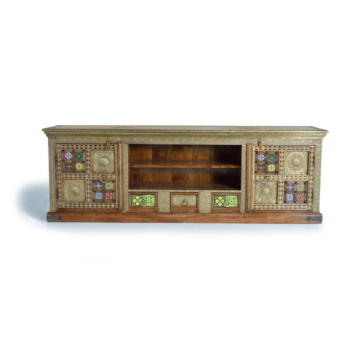 Meuble tv 3 tiroirs bronze - PHILOMÈNE or, DECORATION D’AUTREFOIS