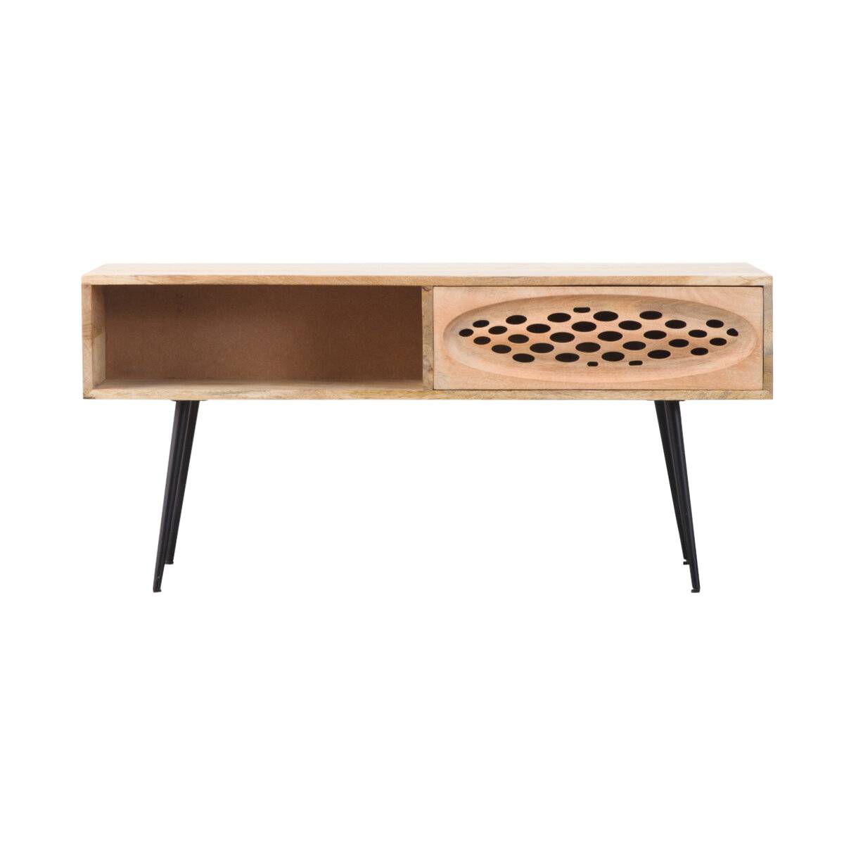 Table basse en bois de manguier 942 noir, MADE IN MEUBLES