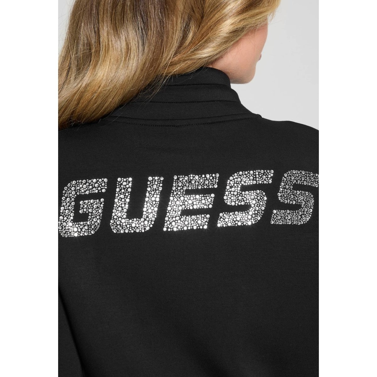 Sweat-Shirt À Fermeture Éclair Orné De Strass noir, GUESS