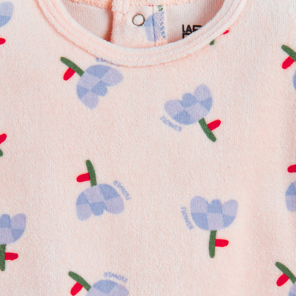 Floral Print Velour Pyjamas parma violet + ecru, LA REDOUTE COLLECTIONS