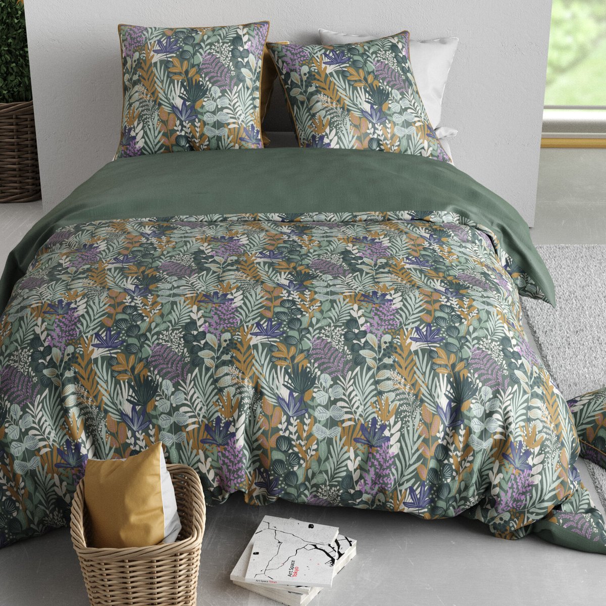 Parure housse de couette en coton imprimée, Pampa rose, C DESIGN HOME TEXTILE