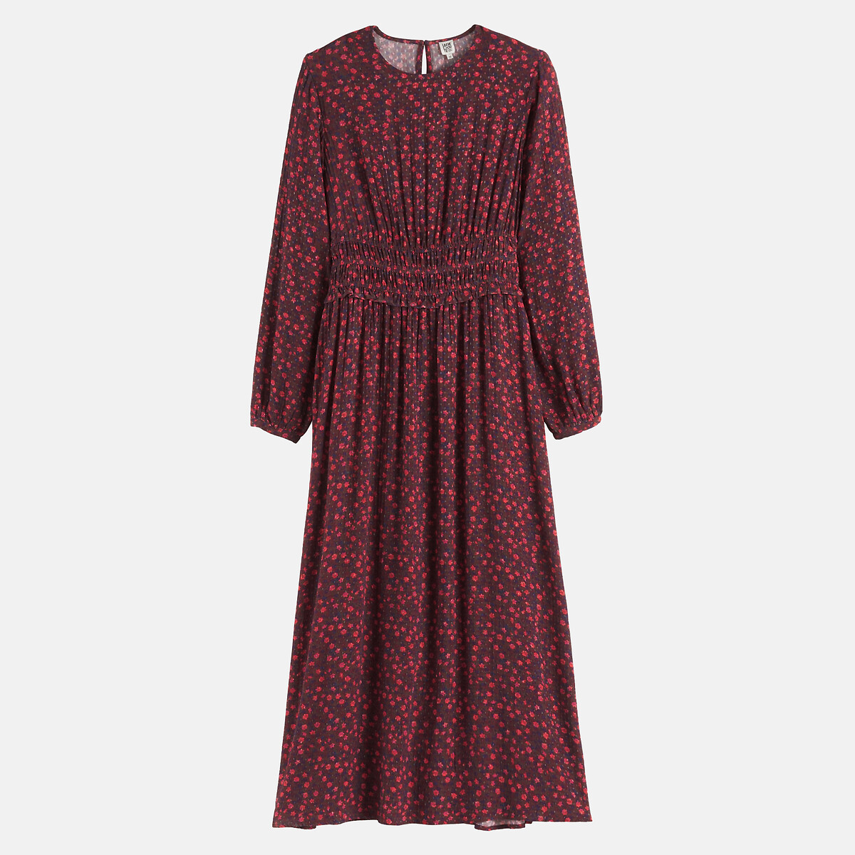 Robe midi imprimé floral à taille smockée imprimé fleur, LA REDOUTE COLLECTIONS