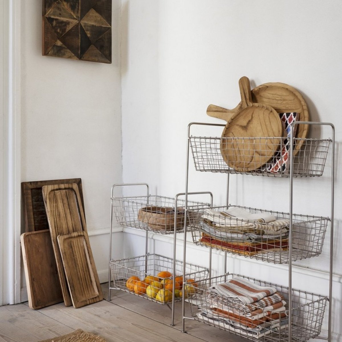Etagère paniers rangement métal blanc, MADAM STOLTZ