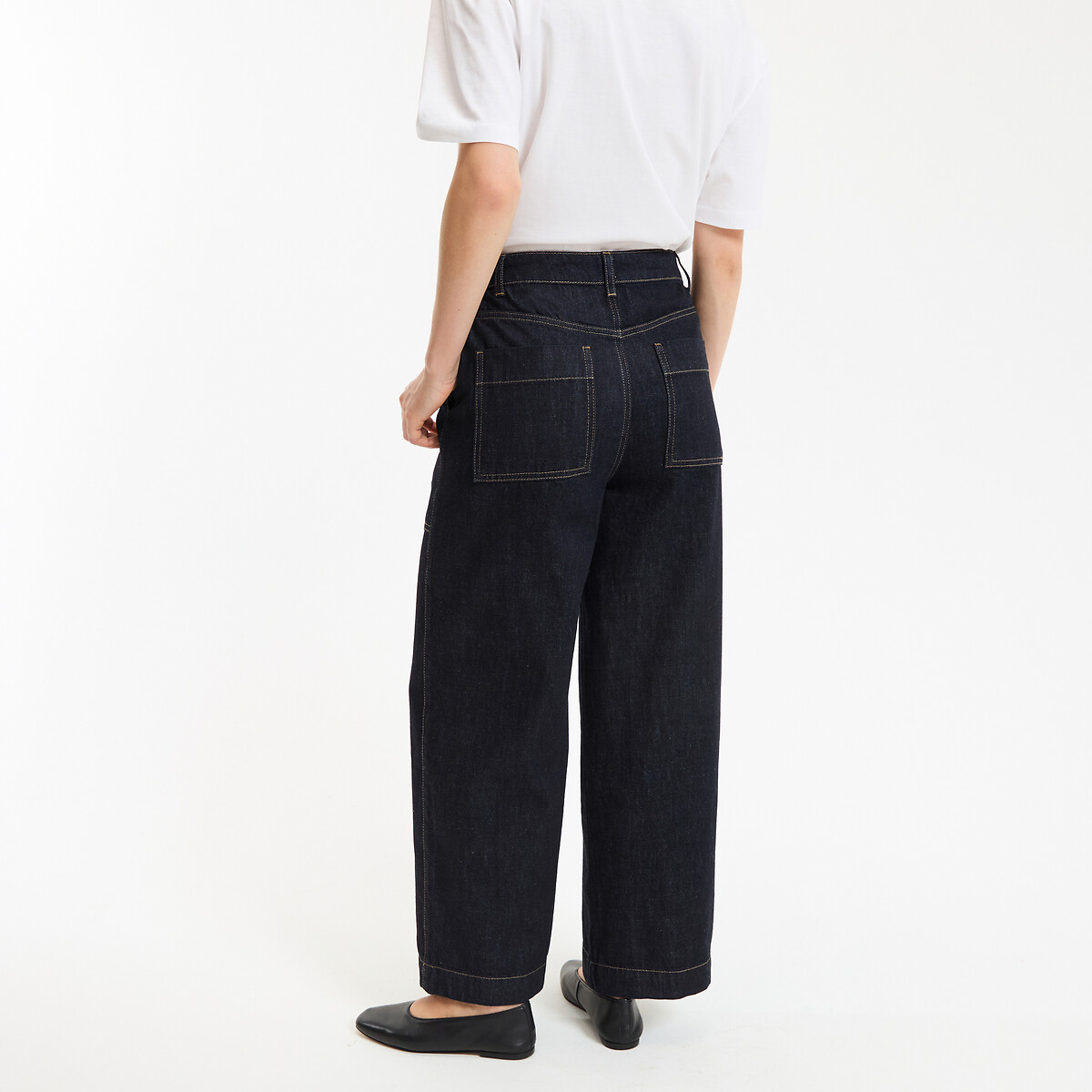 Jean large 7/8 ème style workwear bleu brut, LA REDOUTE COLLECTIONS