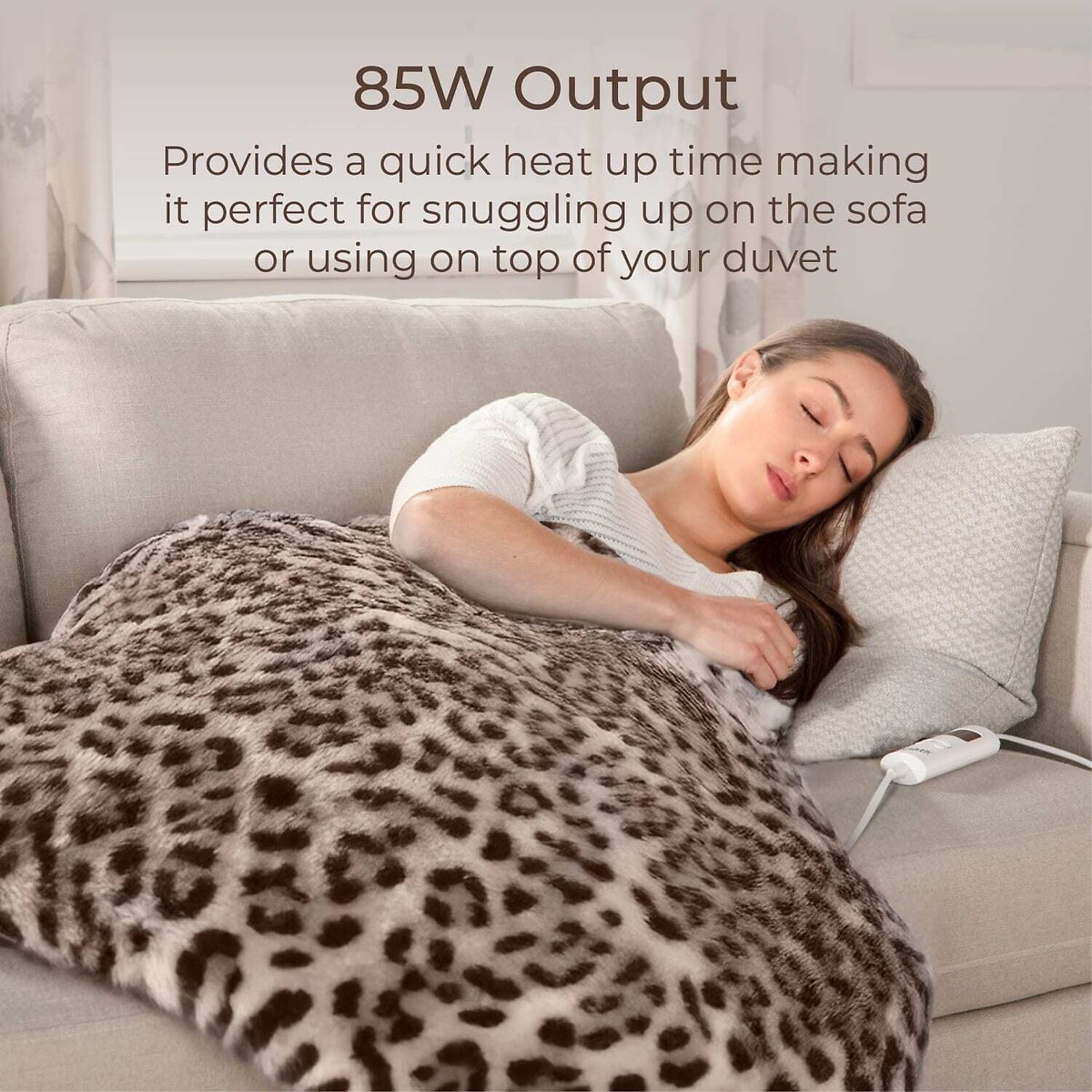 Fleece Electric Over Blanket Leopard Faux Fur brown , CARMEN