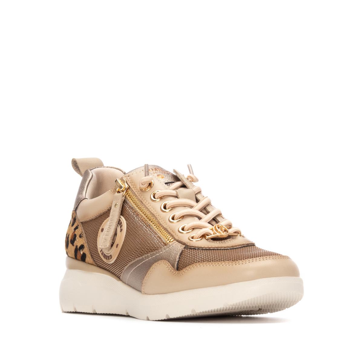 Baskets Plaine Décontractée Fermeture éclair beige, CARMELA