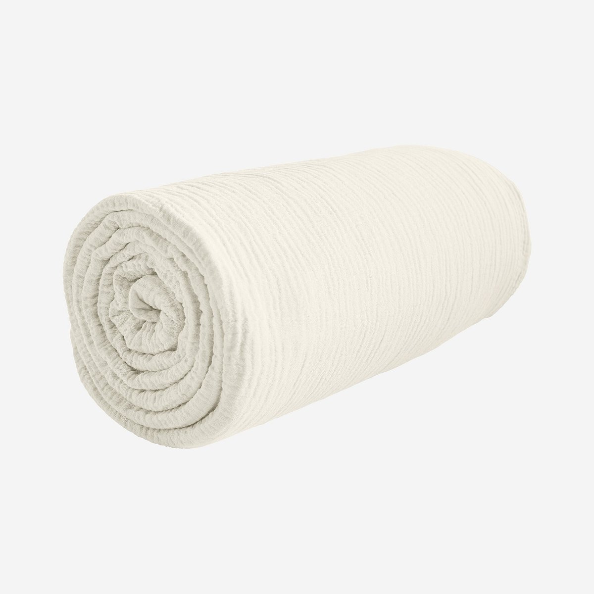 Drap housse en double gaze de coton ARIELLE crème, HABITAT