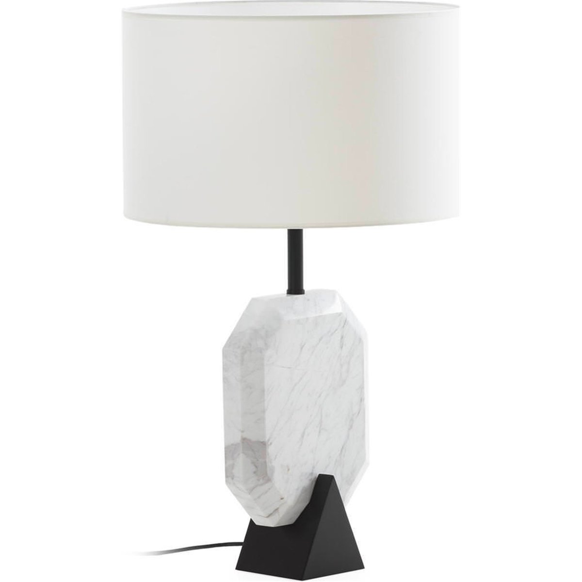 Lampe à poser en marbre et métal blanc et noir mat, RECOLLECTION