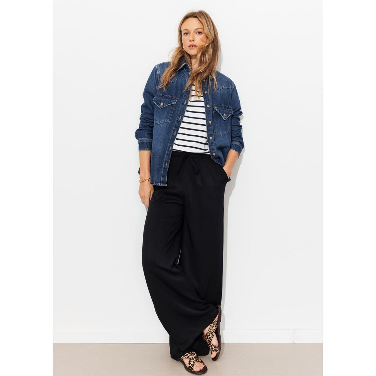 Pantalon large et fluide noir, PROMOD