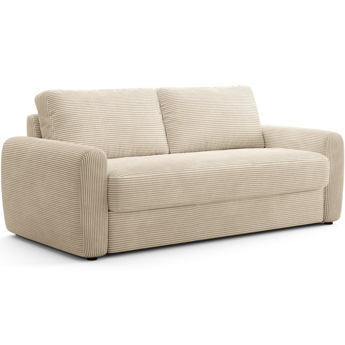 Canapé droit convertible 3 places en velours côtelé - ouverture express - SALVIA beige, HOMIFAB