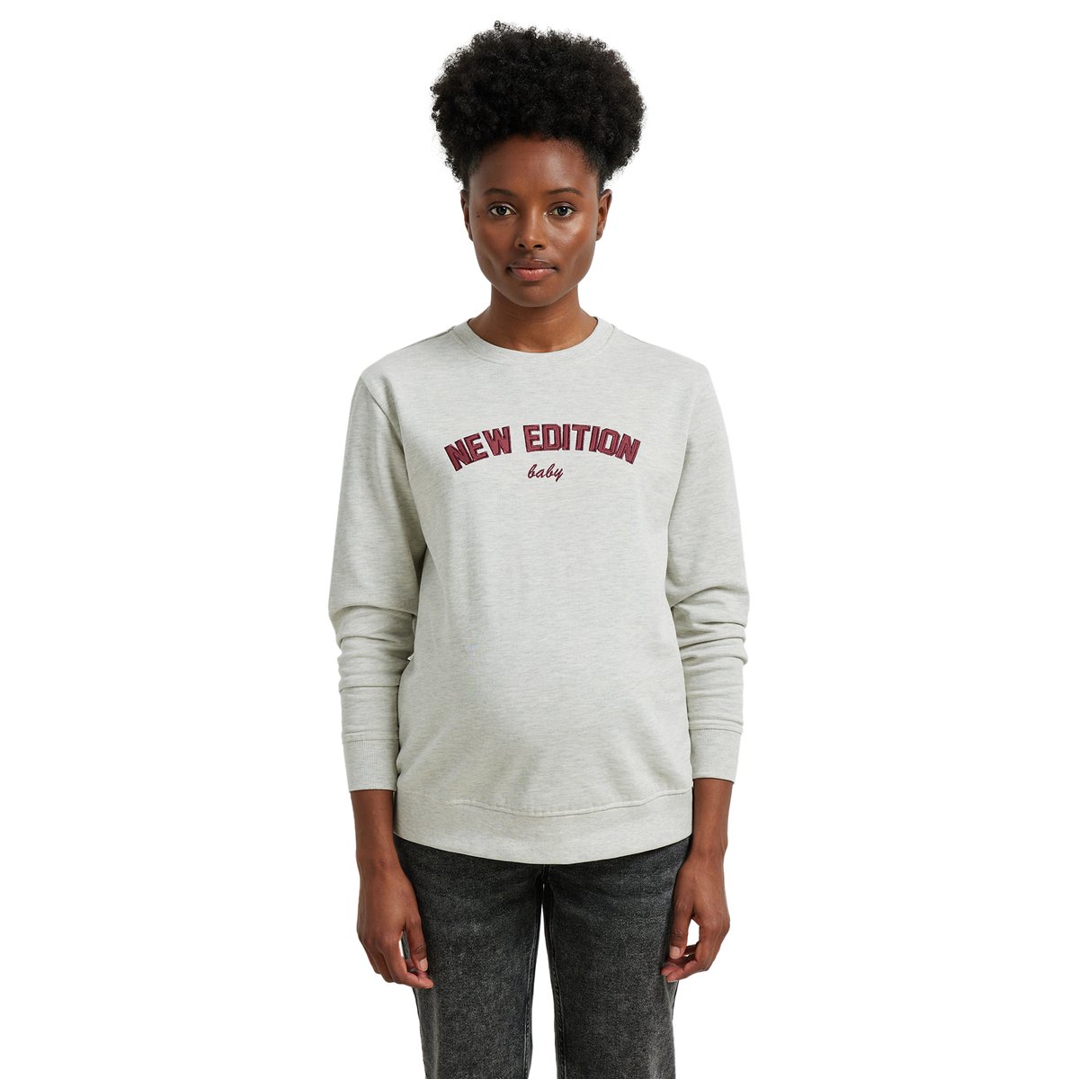 Sweat de grossesse "New Edition Baby" beige chiné, VERTBAUDET