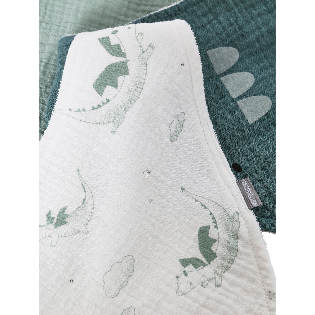 Lot de 3 bavoirs bandanas en gaze de coton broceliande, VERTBAUDET