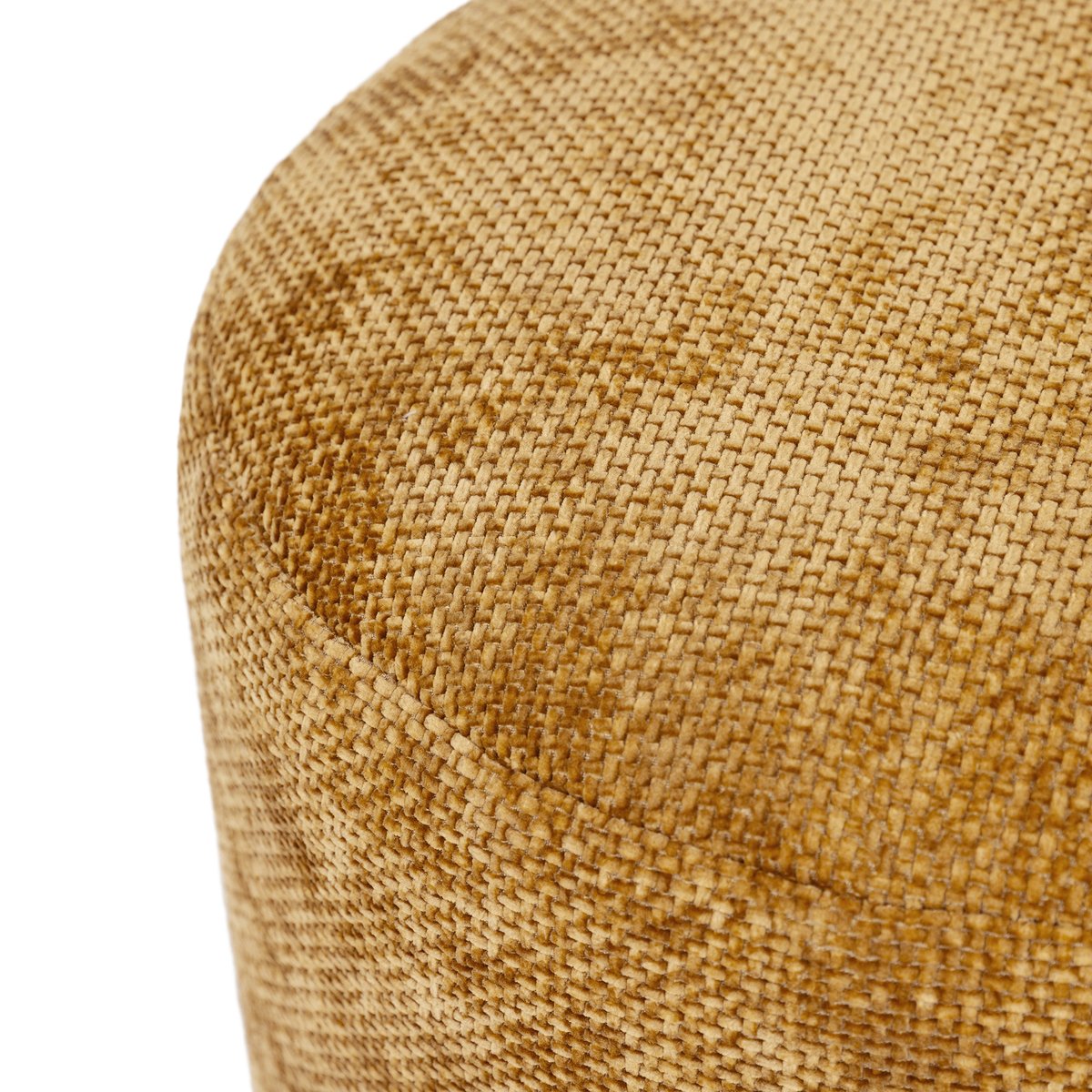 Pouf repose-pieds rond en tissu chenille Oeko-Tex® - MILANO moutarde, ICON