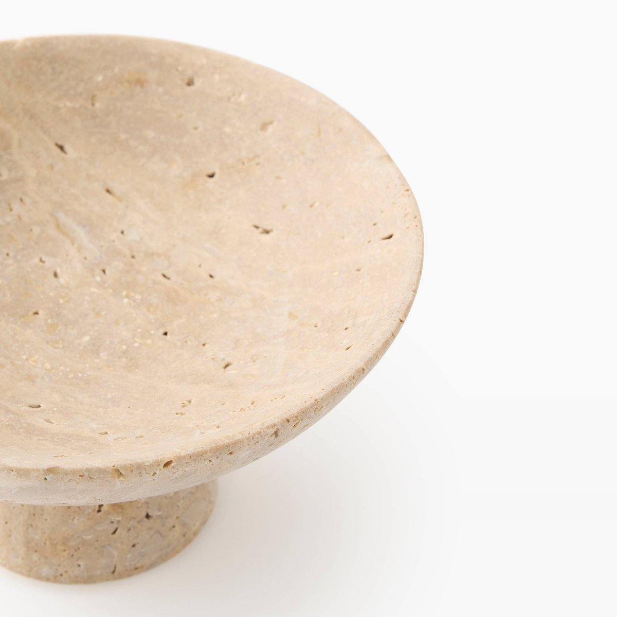 Coupelle décorative sur pied, en travertin, 17x10cm off white, MONOPRIX