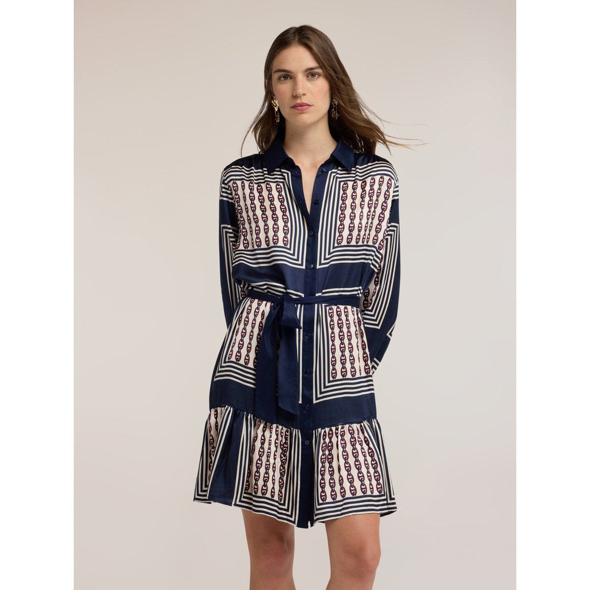 Robe chemisier imprimée bleu, MOTIVI