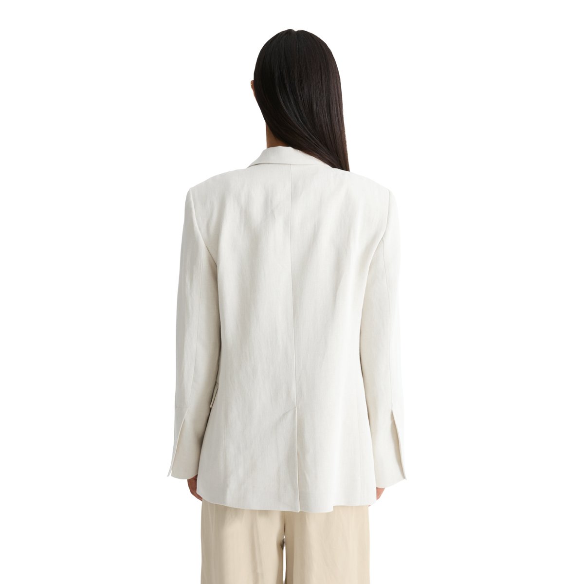 Blazer en forme en mélange viscose-lin beige, MARC O'POLO