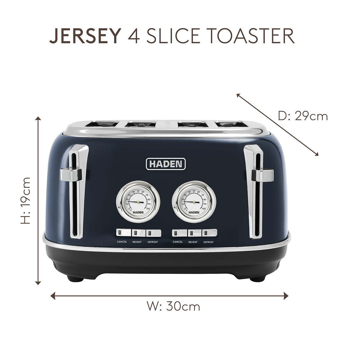 Jersey 4-Slice Retro Toaster blue, HADEN