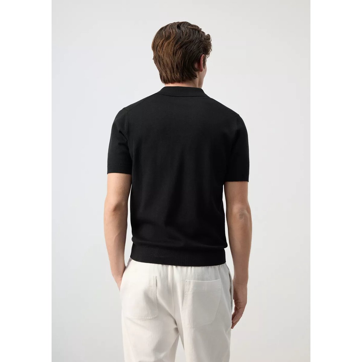 Polo 100 % coton maille structure noir, MANGO MAN