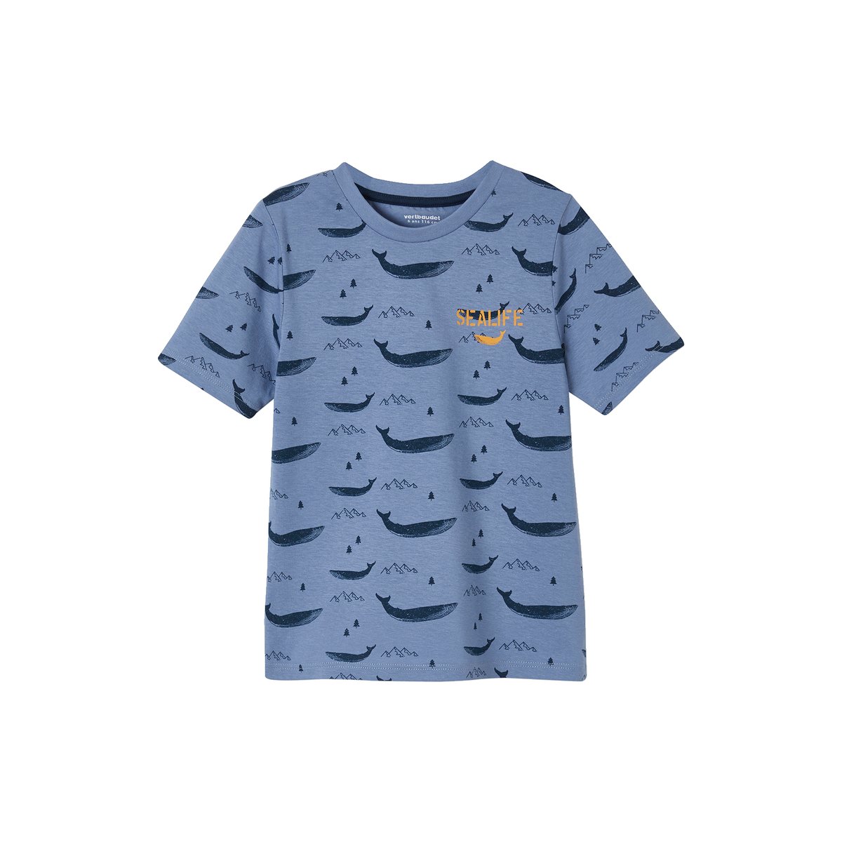 Lot de 2 pyjashorts baleines lot moutarde et bleu, VERTBAUDET