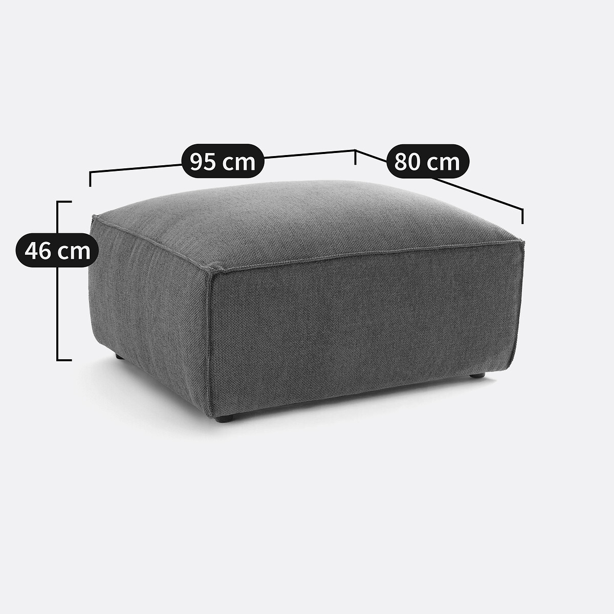 Pouf modulable en velours côtelé fines côtes, SEVEN bleu, LA REDOUTE INTERIEURS