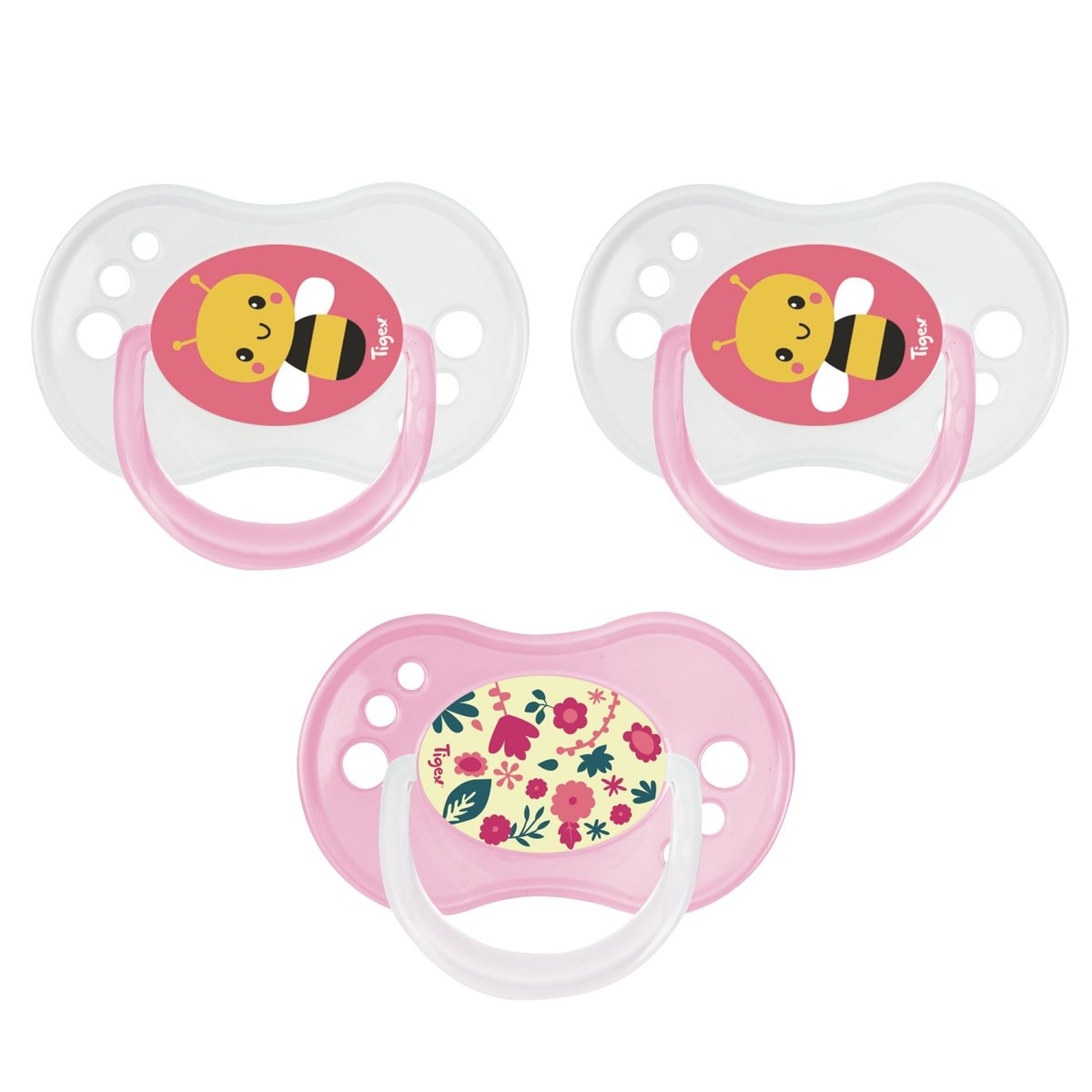 Lot de 3 Sucettes - Nuit rose, TIGEX