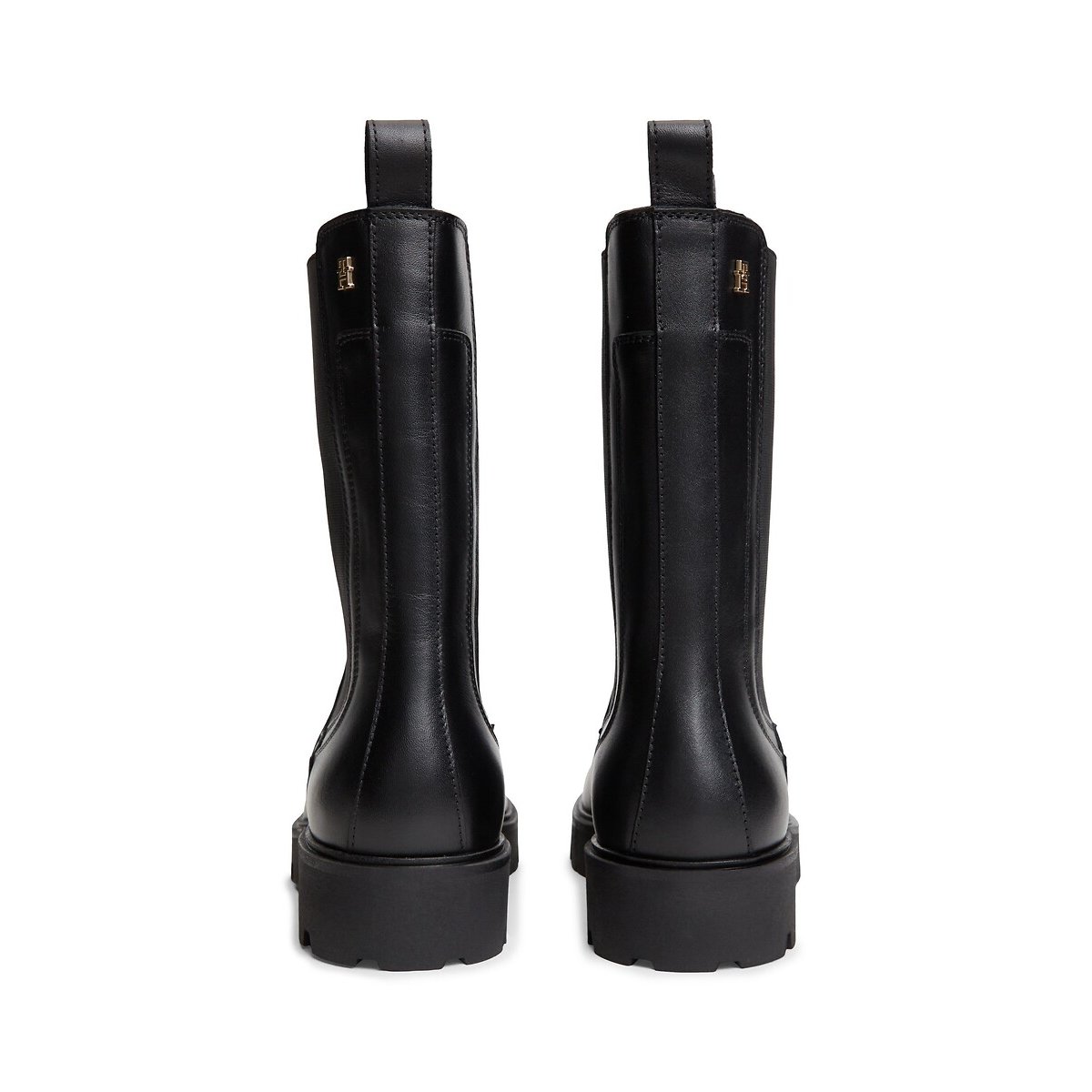 Boots chelsea montantes en cuir noir, TOMMY HILFIGER