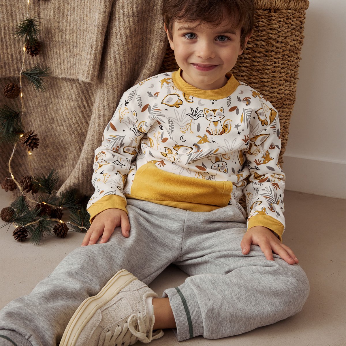 Pantalon bébé en molleton Abou gris, PETIT BEGUIN