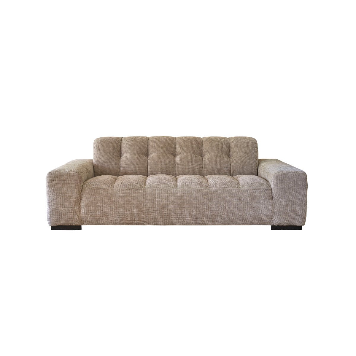 Canapé droit 3 places en velours tressé   ALPHONSE beige, BERAH GETAH