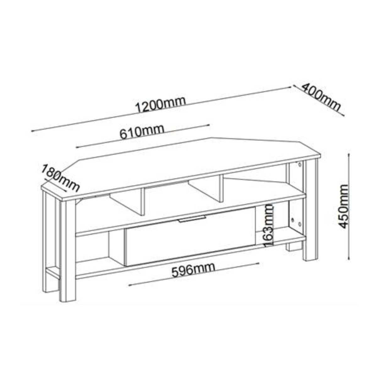 Meuble TV d'Angle 1 Tiroir Décor Chêne - L120 cm bois clair, CALICOSY