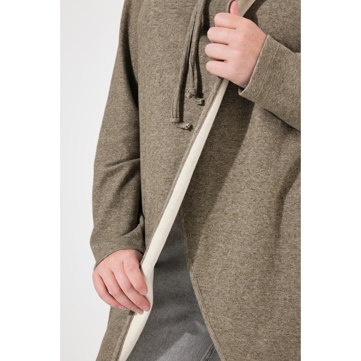 Sweat-shirt long en coton bio gris pierre, ULLA POPKEN