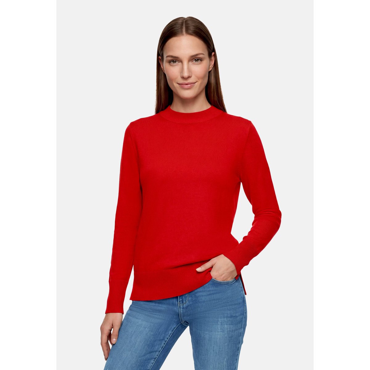 Pull-over en maille à col droit high risk red, BETTY BARCLAY