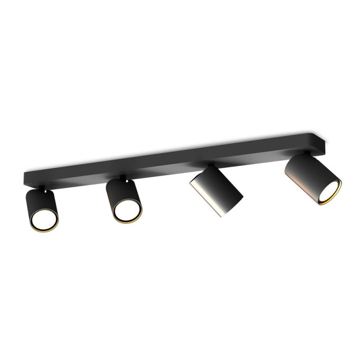 Rampe 4 Spots Métal Noir Gu10 Orientables Sally noir, MILLUMINE