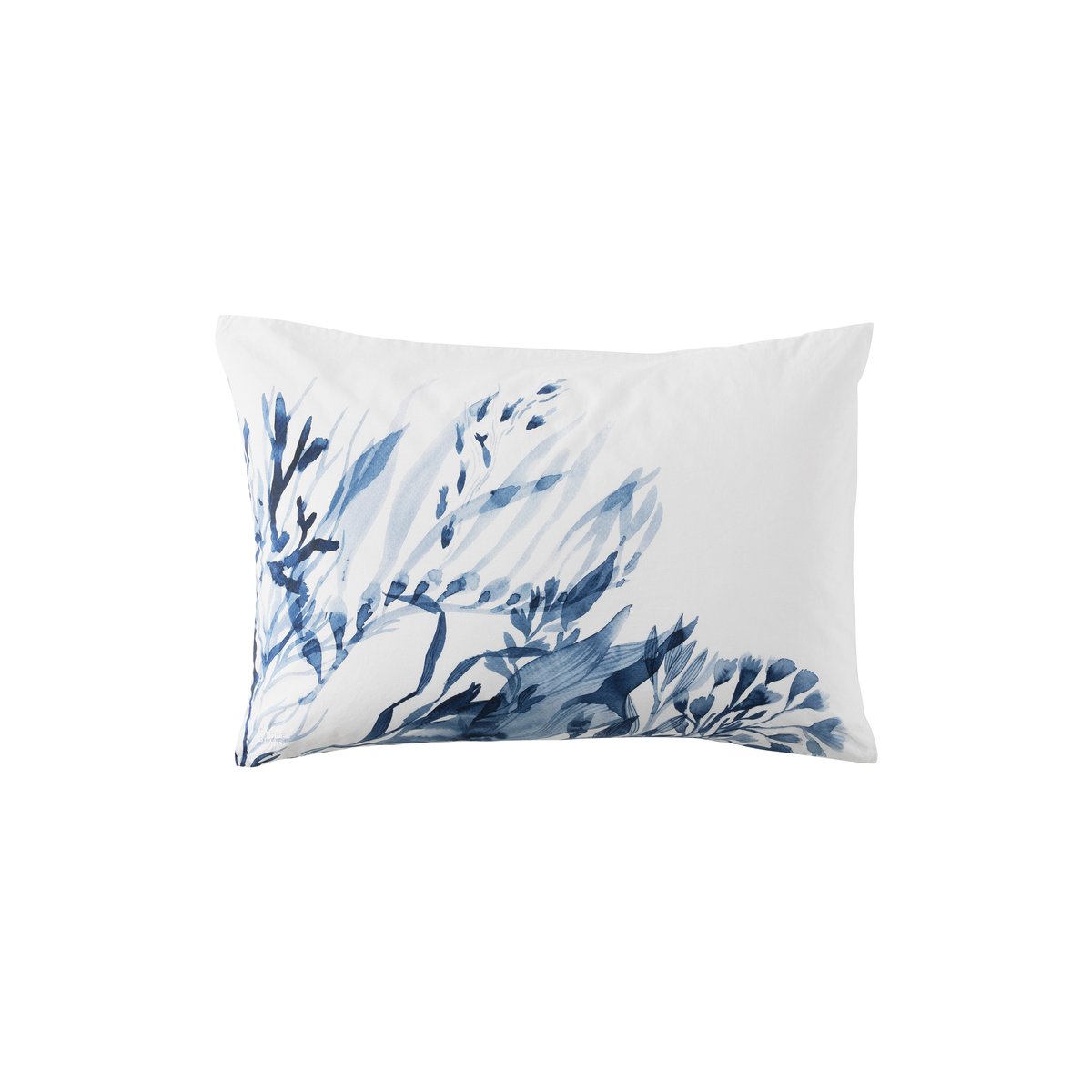 Taie d'oreiller rectangulaire coton DEMILUNE imprimé, CARRE BLANC